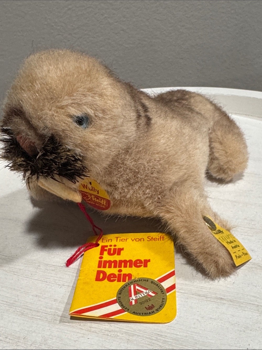 Vintage Steiff “Wally” Plush Light Brown Walrus - 1474/10 ALL TAGS
